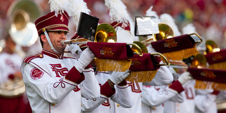 Photo of the Marching Chiefs playing at an FSU football game